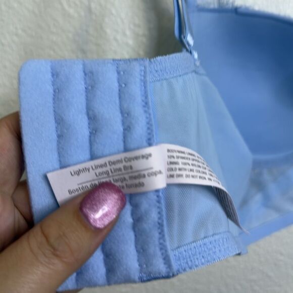NWT-Auden-Long Line Light Blue Lightly Lined Lace Demi bra w/ Underwire-Size 34B - Picture 9 of 9